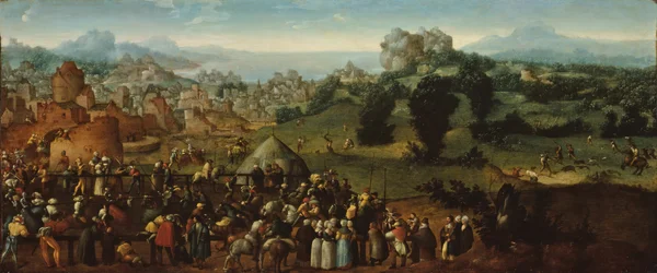 Paesaggio con torneo e cacciatori
