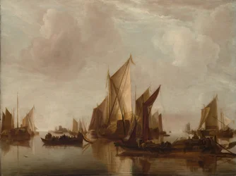 Uno yacht di stato e altre imbarcazioni in acque calme, ca. 1660