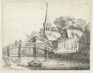 Paesaggio con ponte di legno
