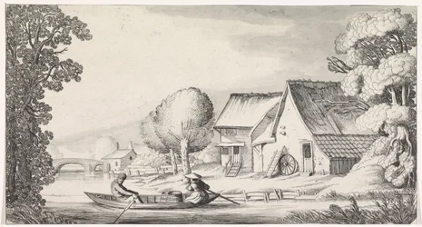 Contadino e contadina in una barca a remi (Playsante lantschappen ende vermakelycke gesichten)