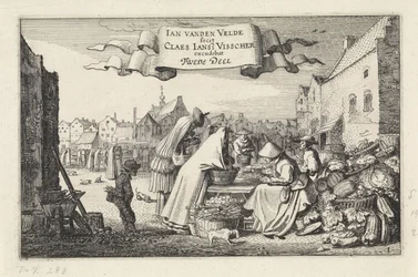 Figure presso una bancarella di verdure in un mercato