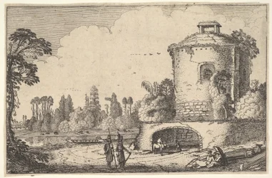 Paesaggio con una torre rotonda, ca. 1616