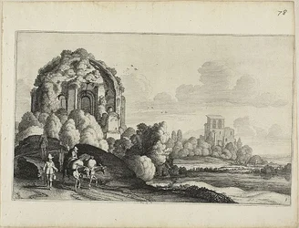 Viaggiatori davanti al Tempio di Minerva Medica a Roma