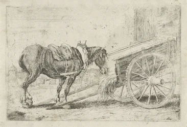 Cavallo vicino a un carro (serie Zoographiam)