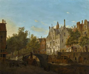 Vista della Oude Delft con la Gemeenlandshuis