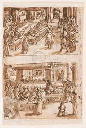 Danza di Salomè; Verso, sopra: Interpretazione di Daniele del secondo sogno del Re Nabucodonosor, progetto preliminare per "Spiritus Consilii" (Lo Spirito del Consiglio), tavola 3 nella serie di stampe "I Sette Doni dello Spirito Santo"; Verso, sotto: Due 
