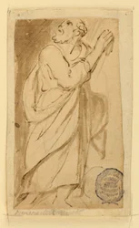 Pagina di un libro di disegni; Uomo anziano in abiti classici