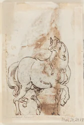 Pagina di un Libro di Disegni; Studio per un Dipinto di Santa Maddalena; Uno Stallone