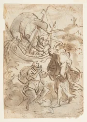 Pagina di Schizzi con Cristo che Cammina sull
