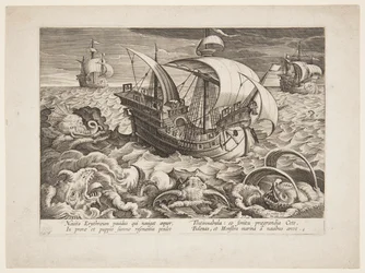 Tre navi circondate da mostri