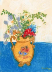 Bouquet di cuori infranti, 2022 circa (pastello su carta)