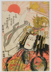 Attore Nakamura Utaemon di Edo come Taira no Kiyomori in New Kaomise al Teatro Naka, periodo Edo