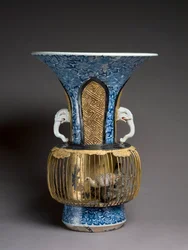 Vaso a gabbia per uccelli, c.1720 (tecnica mista)
