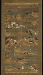 Biografia illustrata del Principe Shōtoku, rotolo appeso, periodo Kamakura