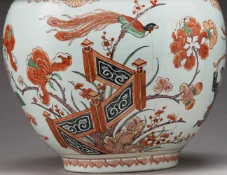 Grande vaso a bottiglia, decorato in Olanda nello stile Imari, Ko-Imari, fine XVII secolo (dettaglio)