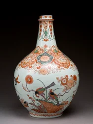 Grande vaso a bottiglia, decorato in Olanda nello stile Imari, Ko-Imari, fine XVII secolo