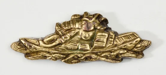 Menuki, o ornamento per impugnatura, a forma di samurai