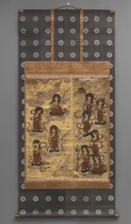 Dipinto murale: Discesa di venticinque bodhisattva (attendenti della triade di Amitabha), XVIII secolo