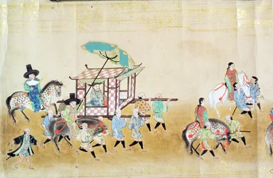 Parte della Sesta Ambasciata Coreana in Giappone al tempo della successione di Tokugawa Ietsuna nel 1651, possibilmente di Kano Masunobu (1625-94) 1655-57