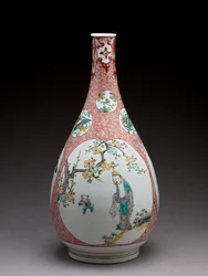 Vaso a forma di bottiglia a pera, ceramica ko-Imari