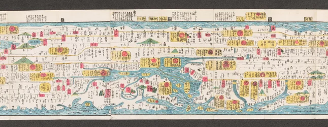 Sezione di una mappa delle strade in Giappone. Dai Nihon koku junro meiki daisei. ["Una mappa chiara e dettagliata delle strade principali del Giappone"] 1850