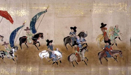 Sesta Ambasciata Coreana in Giappone nel Meireki 1 al Tempo della Successione di Tokugawa Ietsuna nel 1651, probabilmente di Kano Masunobu (1625-94) (dettaglio)