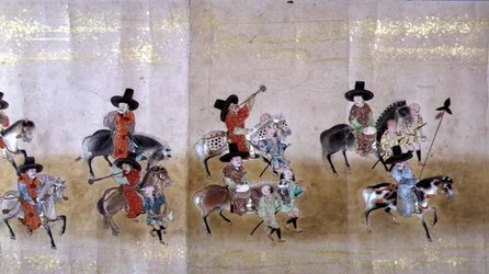 Sesta ambasciata coreana in Giappone nel Meireki 1 al momento della successione di Tokugawa Ietsuna nel 1651 (dettaglio)