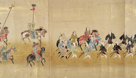 Sesta ambasciata coreana in Giappone nel Meireki 1 al tempo della successione di Tokugawa Ietsuna nel 1651, forse di Kano Masunobu (1625-94) (dipinto su rotolo) (dettaglio)