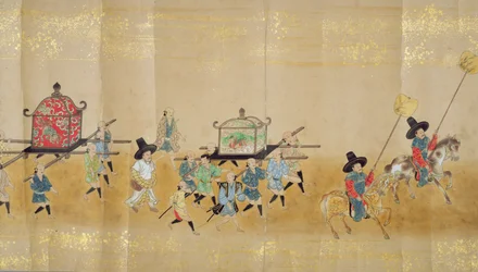 Sesta ambasciata coreana in Giappone nel Meireki 1 al tempo della successione di Tokugawa Ietsuna nel 1651, forse di Kano Masunobu (1625-94) (dipinto su rotolo) (dettaglio)