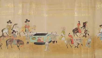 Sesta ambasciata coreana in Giappone nel Meireki 1 al tempo della successione di Tokugawa Ietsuna nel 1651, forse di Kano Masunobu (1625-94) (dipinto su rotolo) (dettaglio)