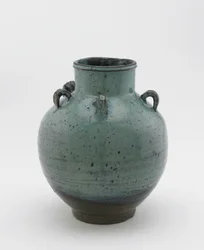 Vaso per la conservazione delle foglie di tè con cinque manici ad anello, prefettura di Saga o Nagasaki, periodo Edo