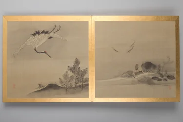 Trenta dipinti di uccelli, fiori e paesaggi, fine del XVIII secolo (album; seta)