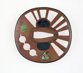 Tsuba decorata con ventagli
