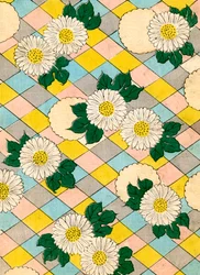 stampa xilografica a colori di Fiori di Crisantemo