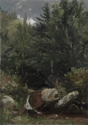 Alberi e un Ruscello su una Collina
