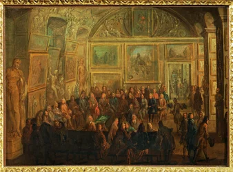 Veduta del Salon de Diane al Louvre; una sessione dell