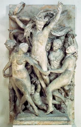 Le Baccanti danzano e suonano musica. Rilievo scolpito di Jean-Baptiste Carpeaux 1865-1869 Parigi, museo d