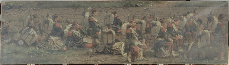 Scena Militare: i tamburi del 1° Reggimento dei Granatieri della Guardia (frammento del panorama di Rezonville)