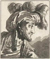 Testa di uomo con turbante senza baffi