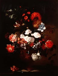 Natura Morta di Garofani, Tulipani, Peonie e Altri Fiori