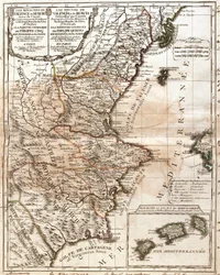 Mappa del Regno di Valencia e Murcia (Spagna)