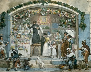Befana a Roma, stampa di Jean-Baptiste Thomas
