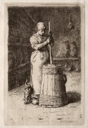 Una donna che sforna (acquaforte)