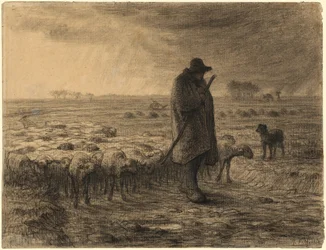 Pastore che ritorna con il suo gregge