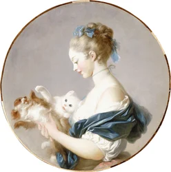 Ragazza che gioca con un cane e un gatto