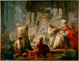 Geroboamo che sacrifica agli idoli (dipinto su tela)