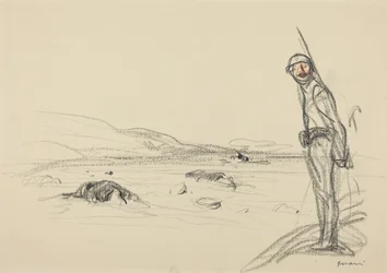 Lungo la Marna, probabilmente 1918 (pastello su carta)