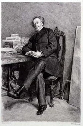 Alexandre Dumas fils (1824-95), romanziere e drammaturgo francese, inciso da A Mongin