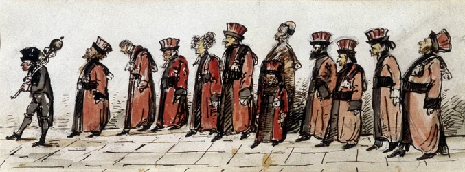 Parata dei dottori, disegno di Charcot