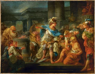 Alessandro taglia il nodo gordiano (dipinto su tela)